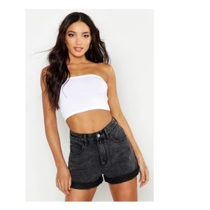 boohoo Basic Jersey Bandeau Top White